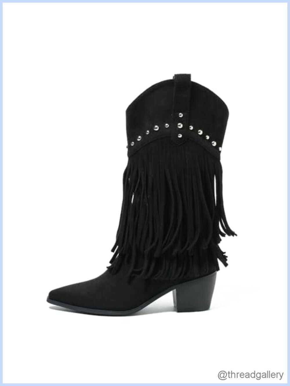 Women's Western Fringe Boots Mid-Calf Cowgirl Boot Synthetic Leather Faux